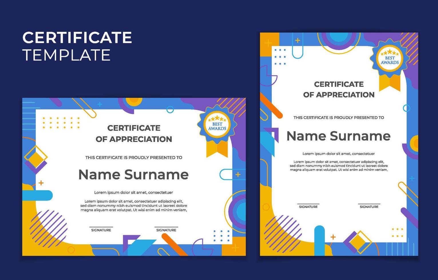 Flat Modern Certificate Template vector