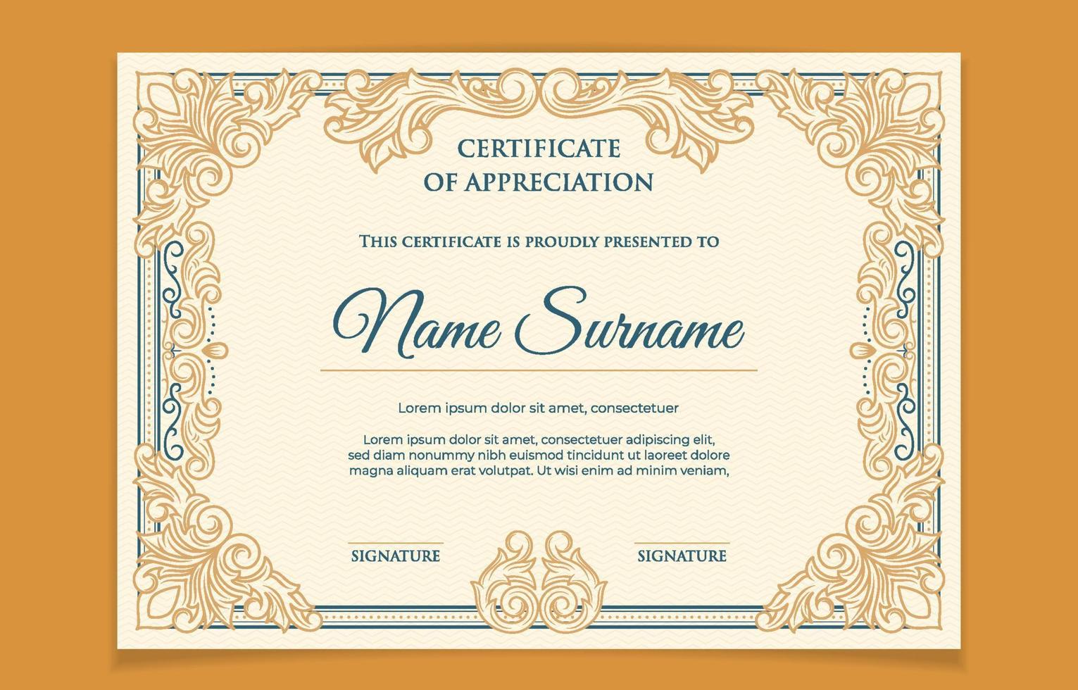 Victorian Classic Certificate Template vector