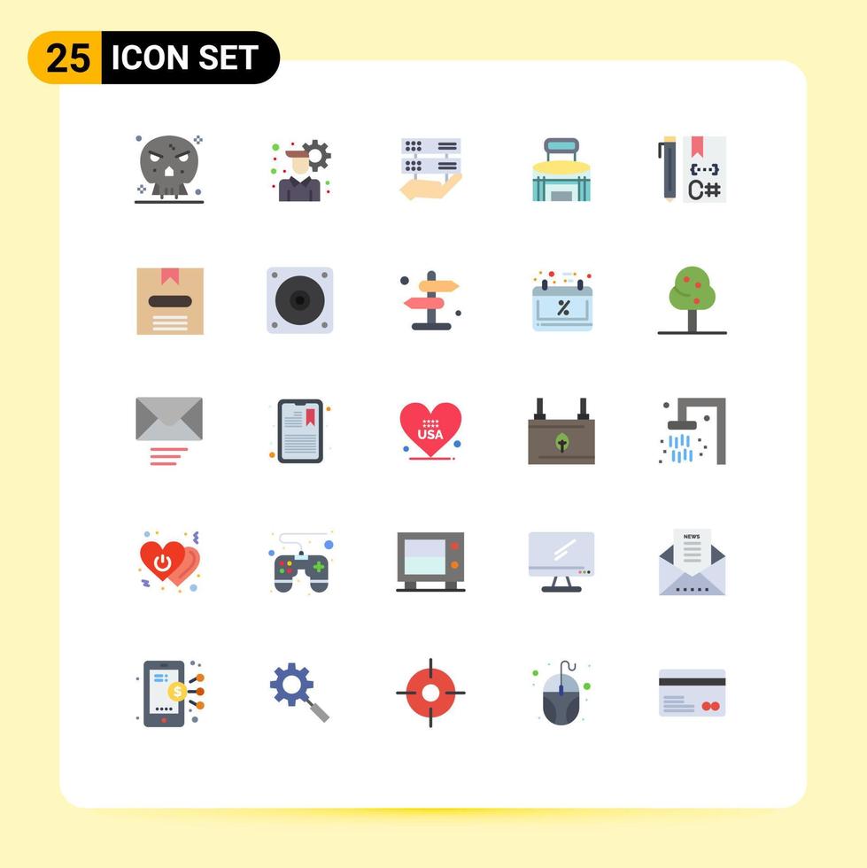 Group of 25 Modern Flat Colors Set for code stadium hand sport exterior Editable Vector Design Elements