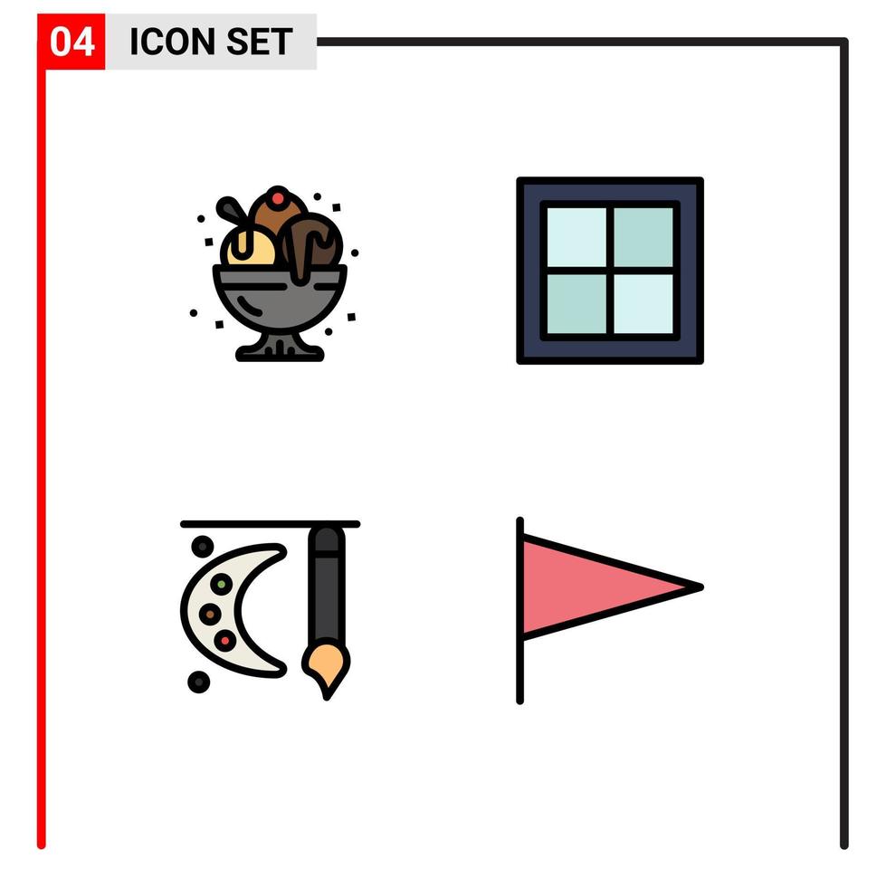 4 Creative Icons Modern Signs and Symbols of birthday room party home paint pallet Editable Vector Design Elements