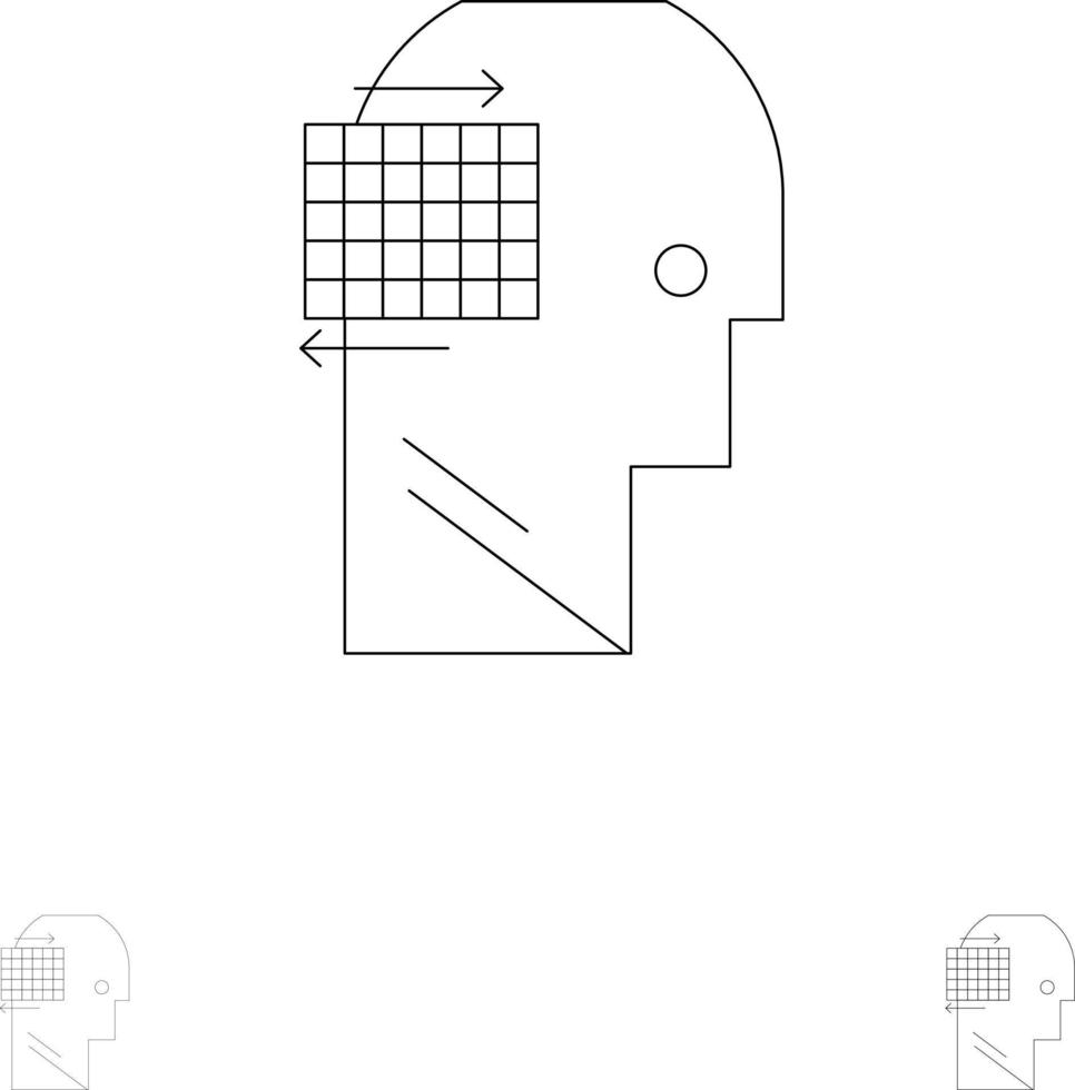 User Think Success Business Bold and thin black line icon set vector
