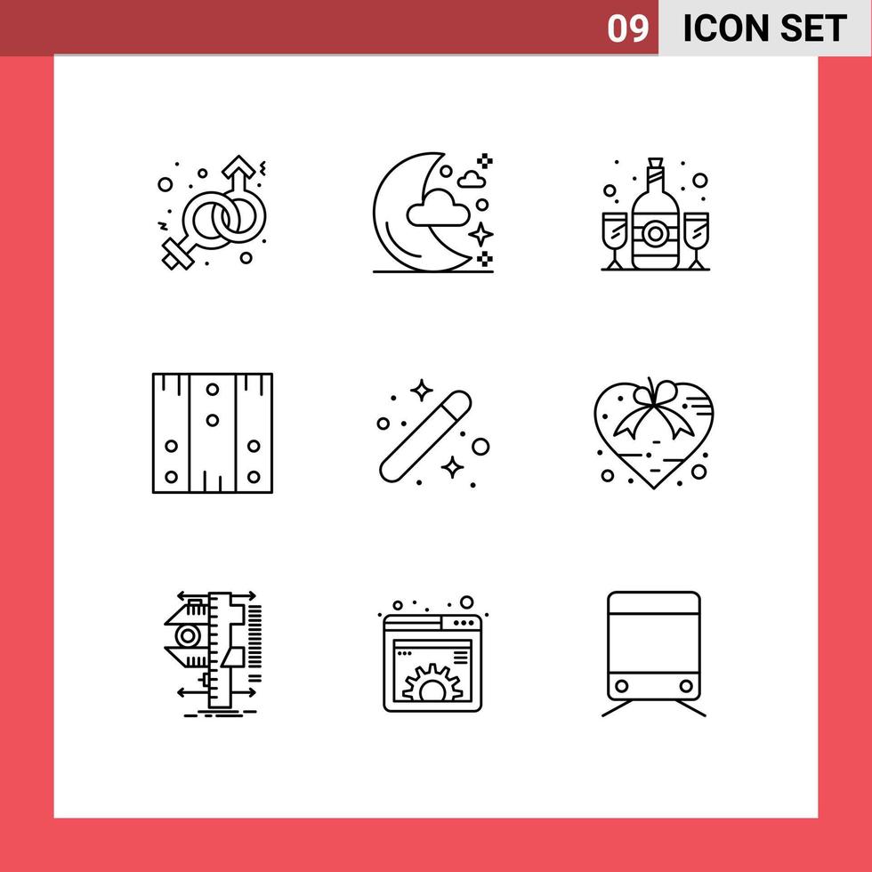 Pack of 9 Modern Outlines Signs and Symbols for Web Print Media such as creative stock bottle logistic box Editable Vector Design Elements