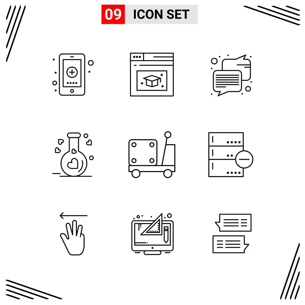 9 Icons Line Style Grid Based Creative Outline Symbols for Website Design Simple Line Icon Signs Isolated on White Background 9 Icon Set vector