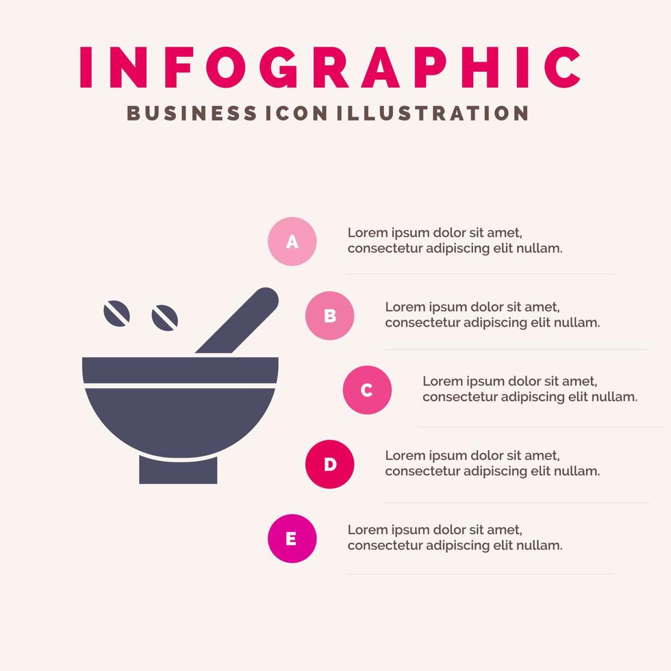 hierbas cosmeticas hierbas hierbas medicinales plantas organicas naturales icono solido infografia 5 pasos antecedentes de presentacion vector