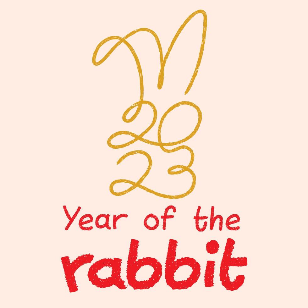 year of the rabbit 2023 continuous line drawing vector illustration