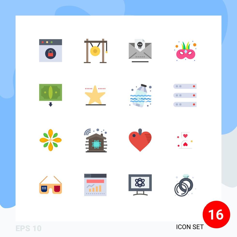 Modern Set of 16 Flat Colors and symbols such as commerce mask dead carnival cinema Editable Pack of Creative Vector Design Elements