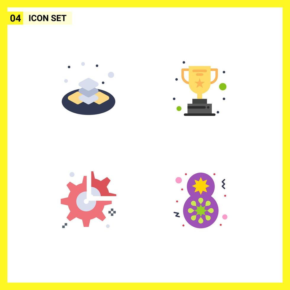 Stock Vector Icon Pack of 4 Line Signs and Symbols for sweet wheel islamic trophy configuration Editable Vector Design Elements