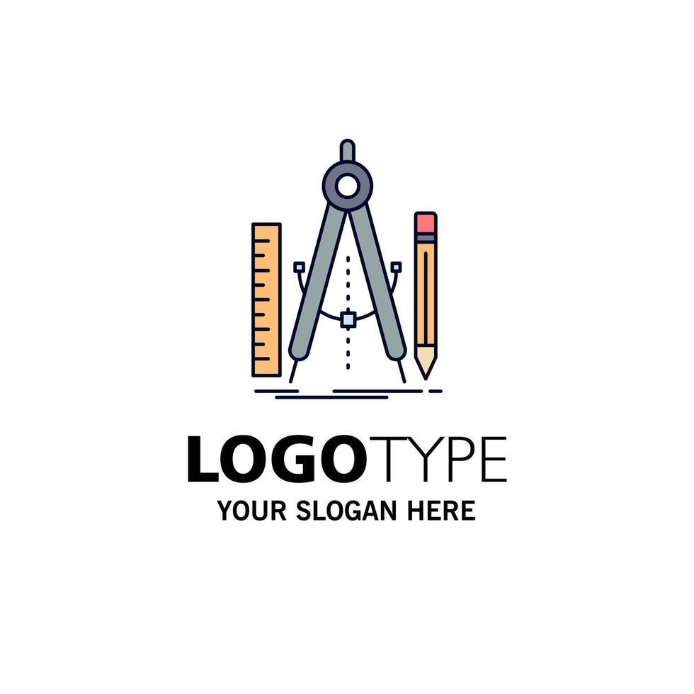 Build design geometry math tool Flat Color Icon Vector