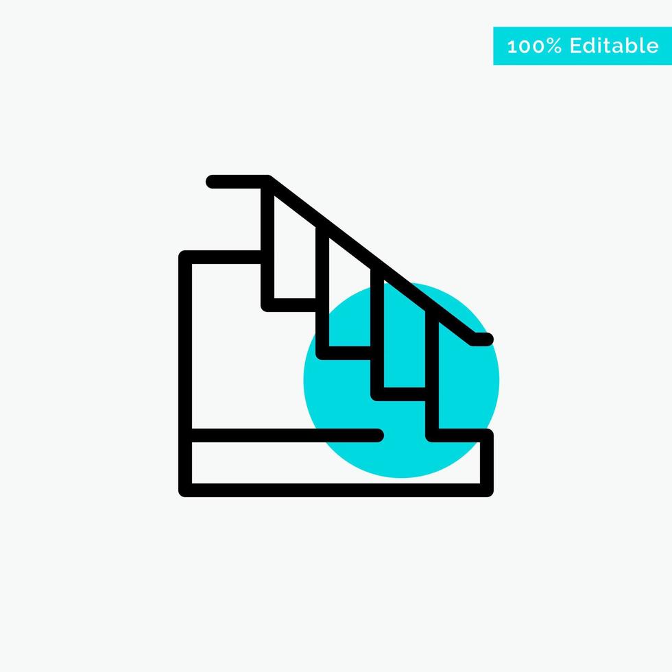 Construction Down Home Stair turquoise highlight circle point Vector icon