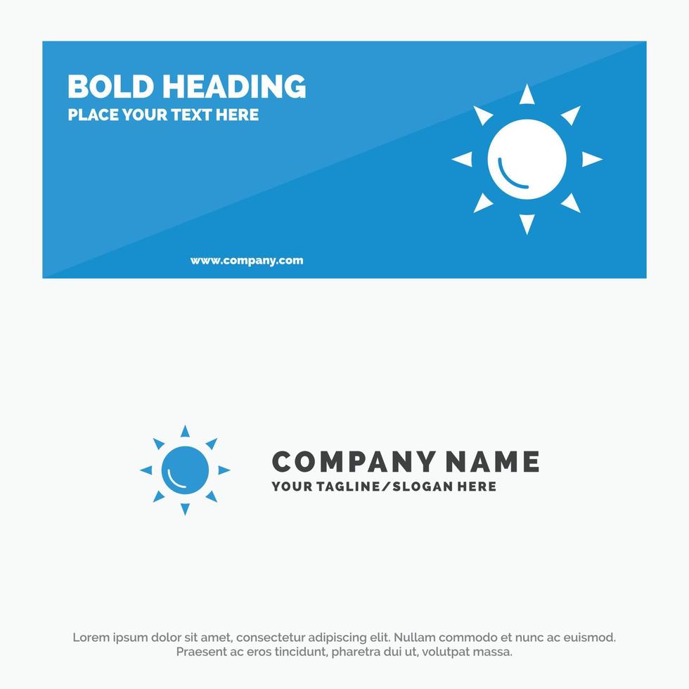Beach Shinning Sun SOlid Icon Website Banner and Business Logo Template vector