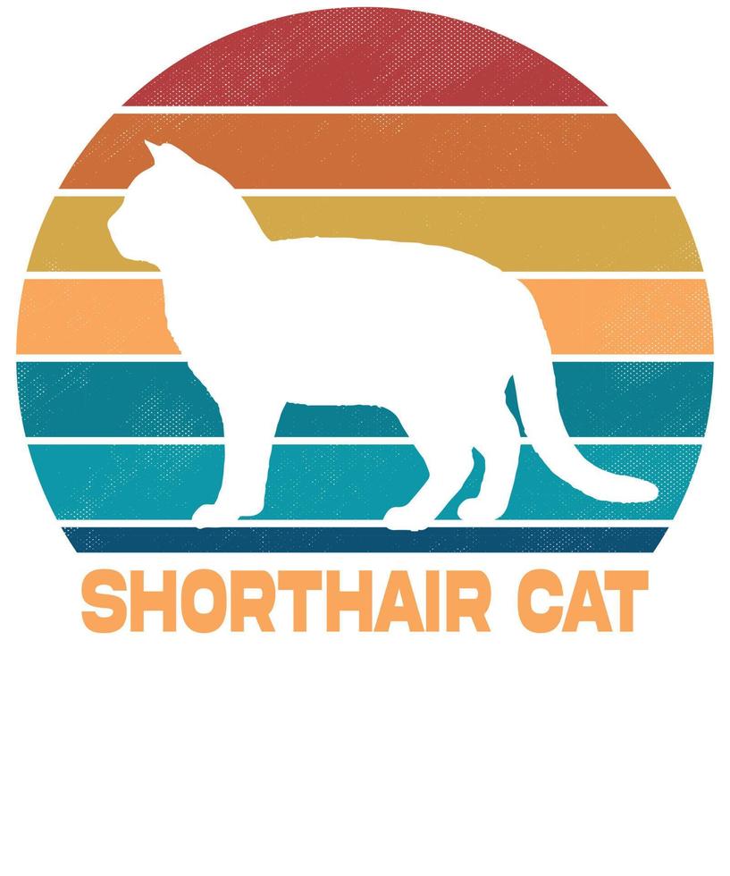 funny shorthair cat vintage retro style silhouetted vector