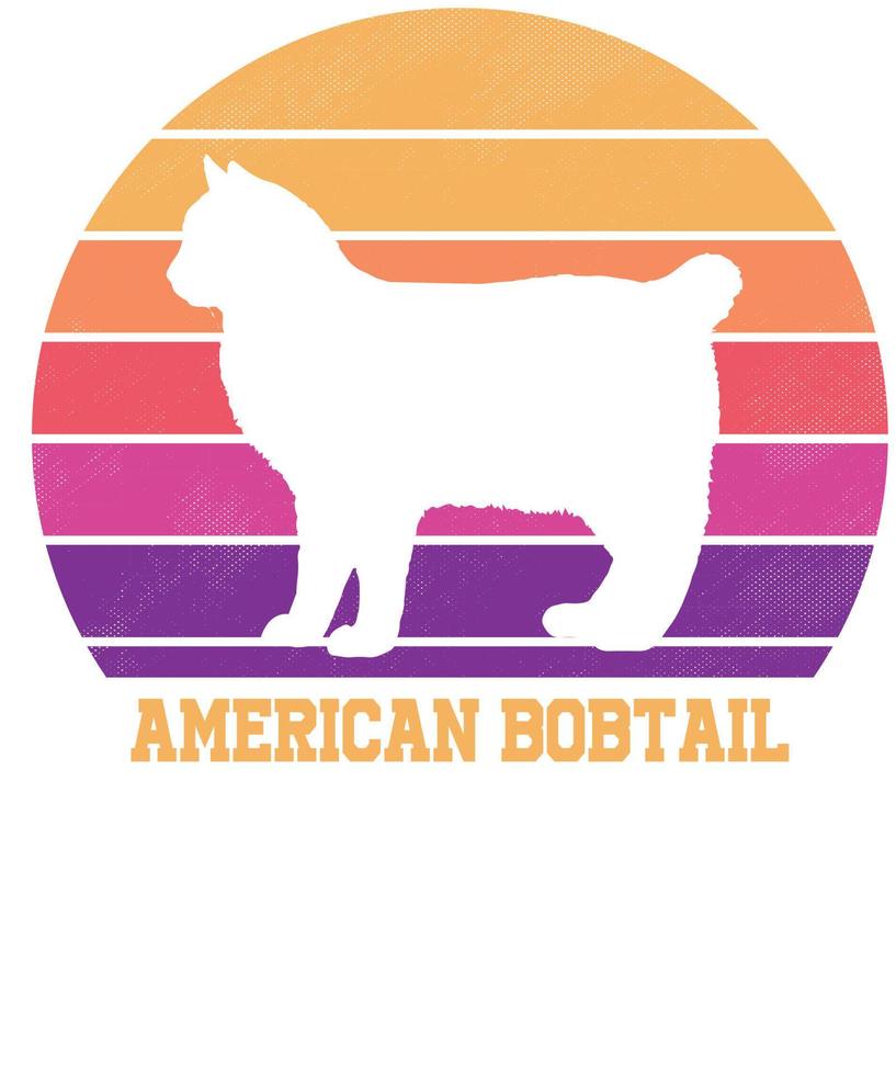 funny red American bobtail cats Silhouetted vector