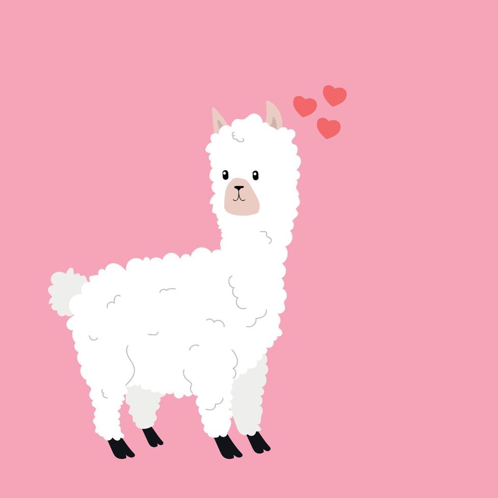 Cute alpaca in love vector