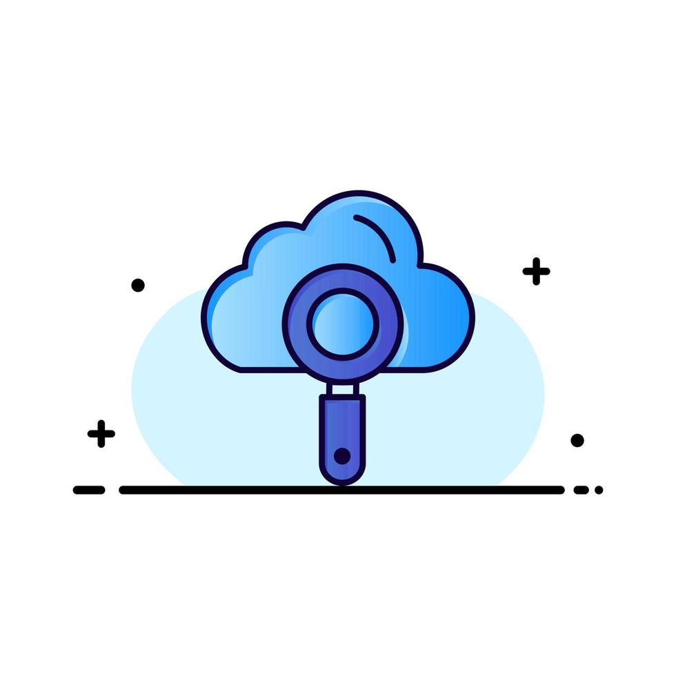 Cloud Computing Search Find  Business Flat Line Filled Icon Vector Banner Template