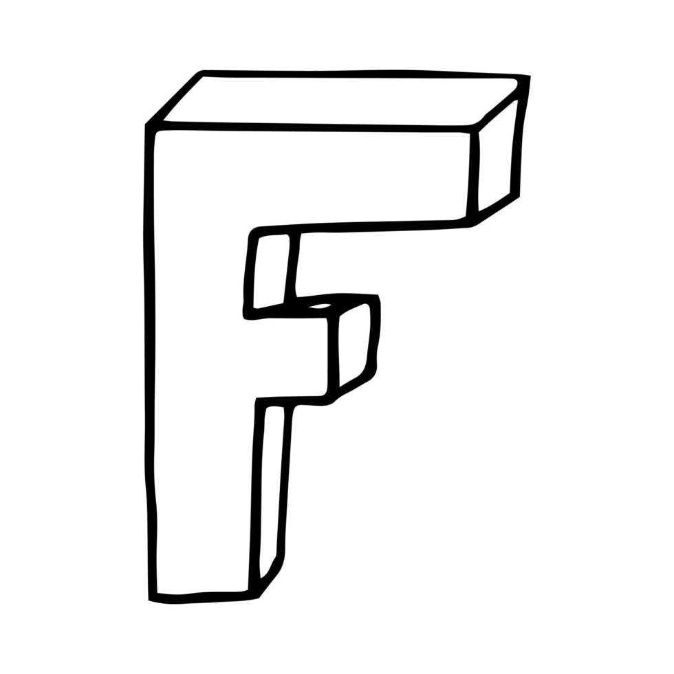 letter F hand drawn in doodle style. sketch,  font, handwriting vector