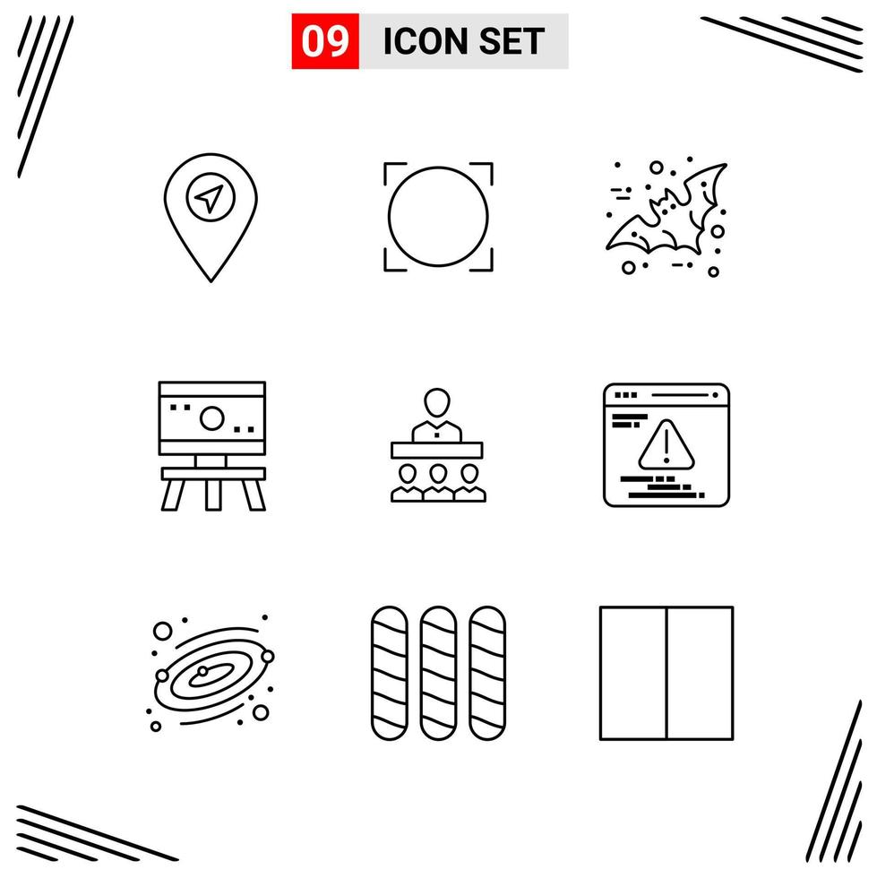9 Icons Line Style Grid Based Creative Outline Symbols for Website Design Simple Line Icon Signs Isolated on White Background 9 Icon Set vector