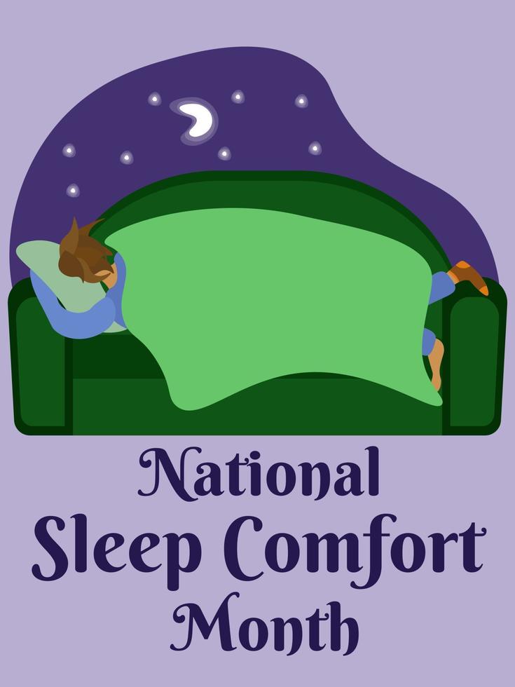National Sleep Comfort Month, Vertical poster, banner, flyer or placard vector