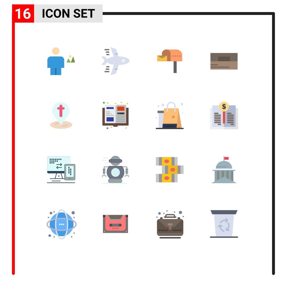16 Thematic Vector Flat Colors and Editable Symbols of map wallet letter box man accessories Editable Pack of Creative Vector Design Elements