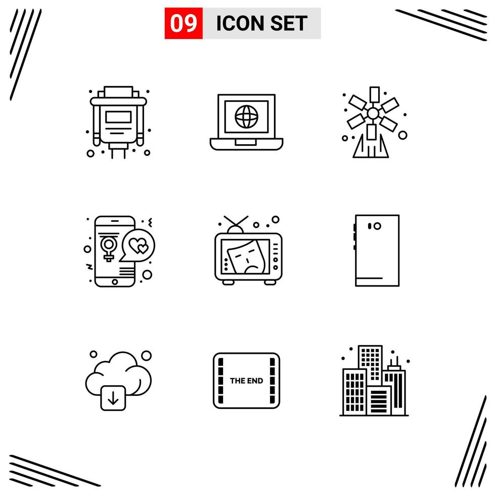 9 Icons Line Style Grid Based Creative Outline Symbols for Website Design Simple Line Icon Signs Isolated on White Background 9 Icon Set vector