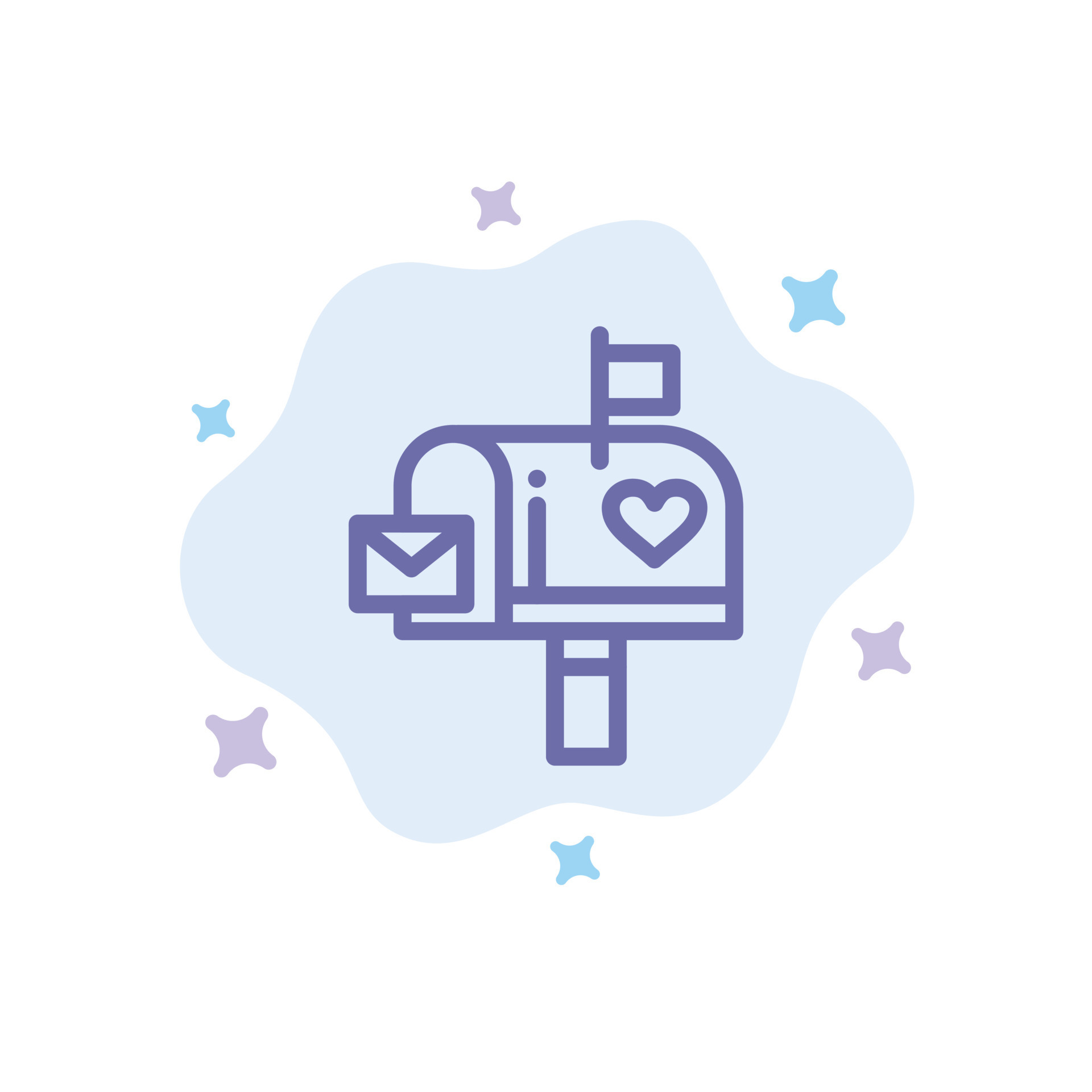 Mailbox Mail Love Letter Letterbox Blue Icon on Abstract Cloud