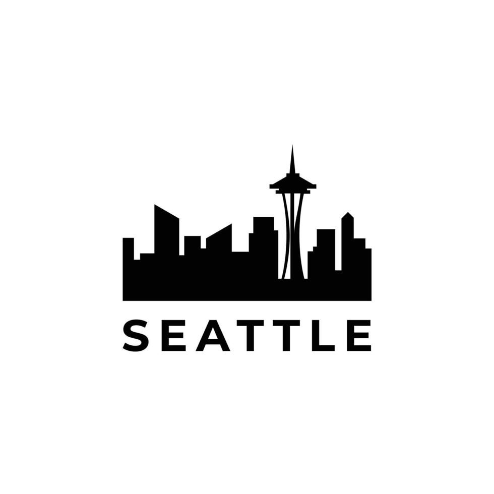 Seattle city scape skyline silhouette logo design inspiration vector