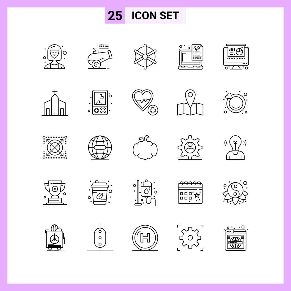 25 Icons in Line Style Outline Symbols on White Background Creative Vector Signs for Web mobile and Print