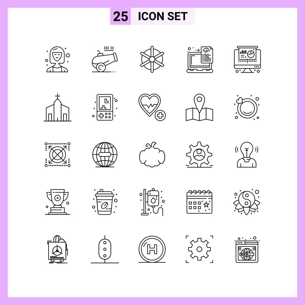 25 iconos en estilo de línea símbolos de contorno sobre fondo blanco signos de vectores creativos para web móvil e impresión