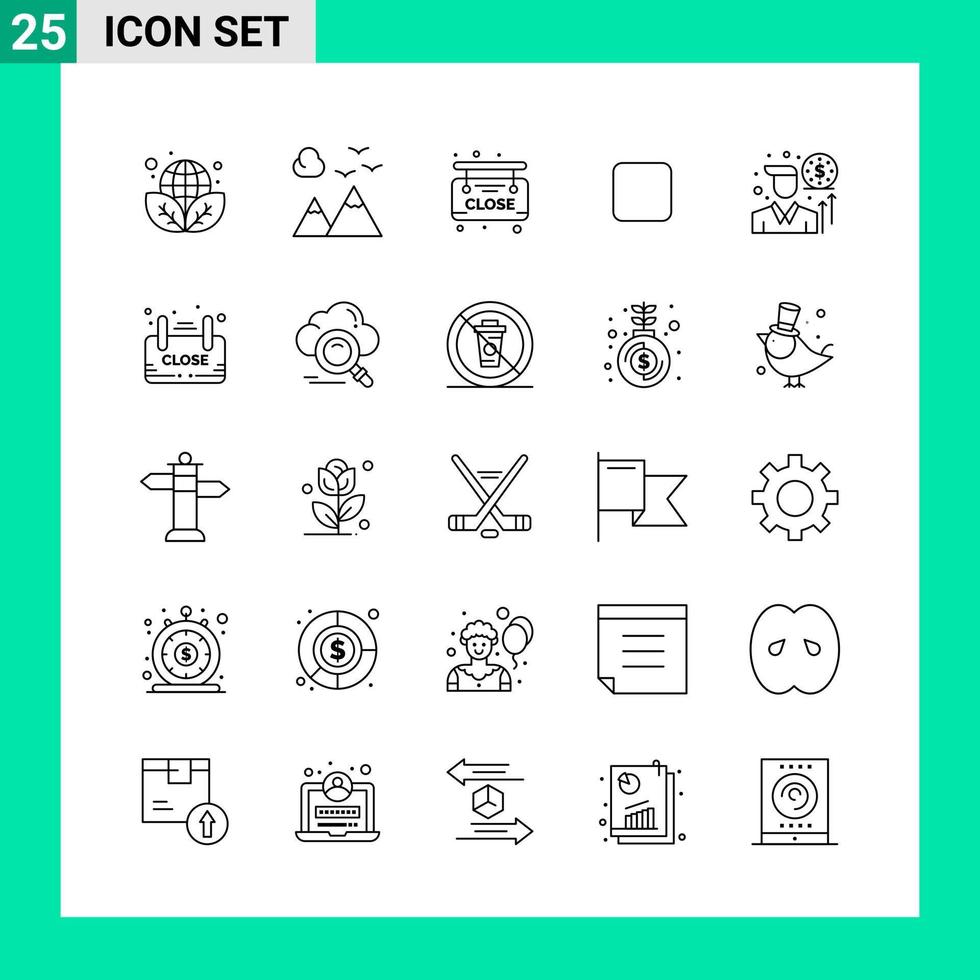 Pack of 25 Line Style Icon Set Outline Symbols for print Creative Signs Isolated on White Background 25 Icon Set vector