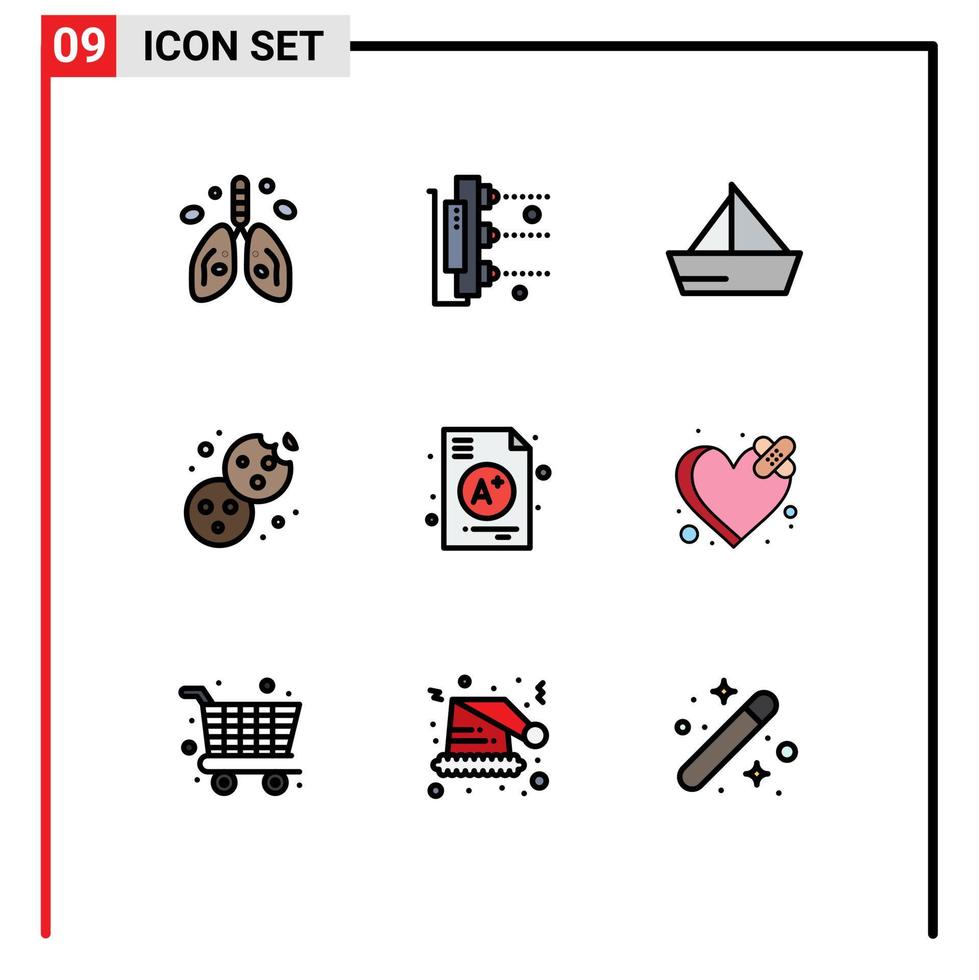 Set of 9 Modern UI Icons Symbols Signs for food cookie scanner bake vehicles Editable Vector Design Elements