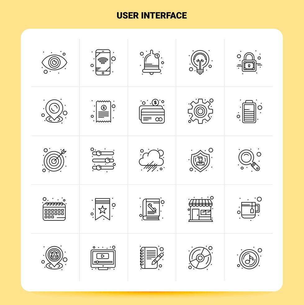 OutLine 25 User Interface Icon set. Vector Line Style Design Black Icons Set. Linear pictogram pack. Web and Mobile Business ideas design Vector Illustration.