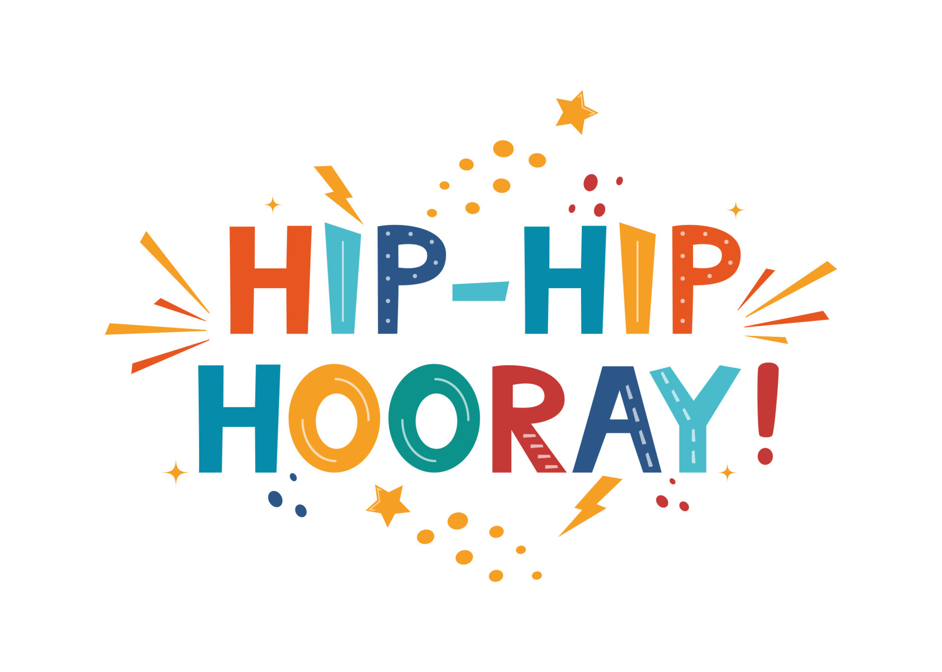 Hip Hip Hooray. Calligraphy design for postcard poster graphics. Vector