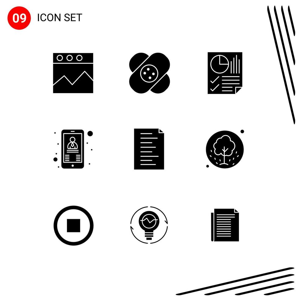 Set of 9 Modern UI Icons Symbols Signs for html boss data user contact Editable Vector Design Elements