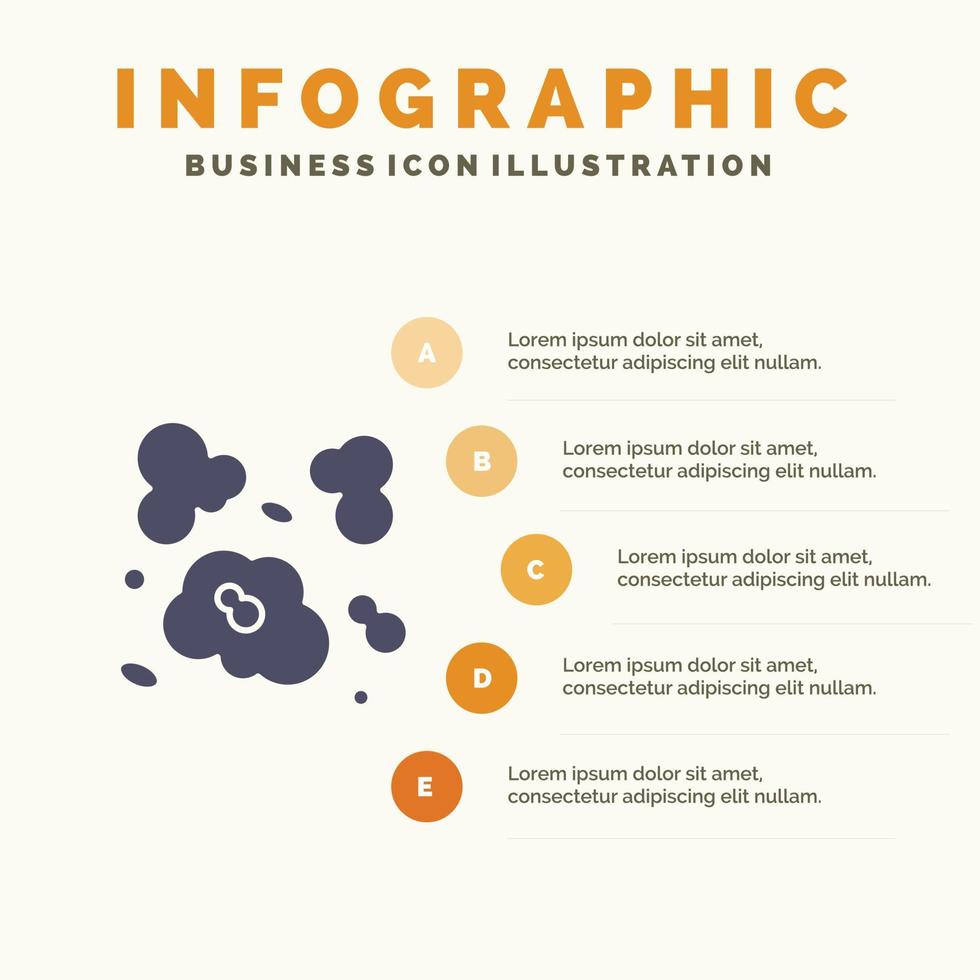 aire polvo medio ambiente contaminación sólido icono infografía 5 pasos presentación antecedentes vector