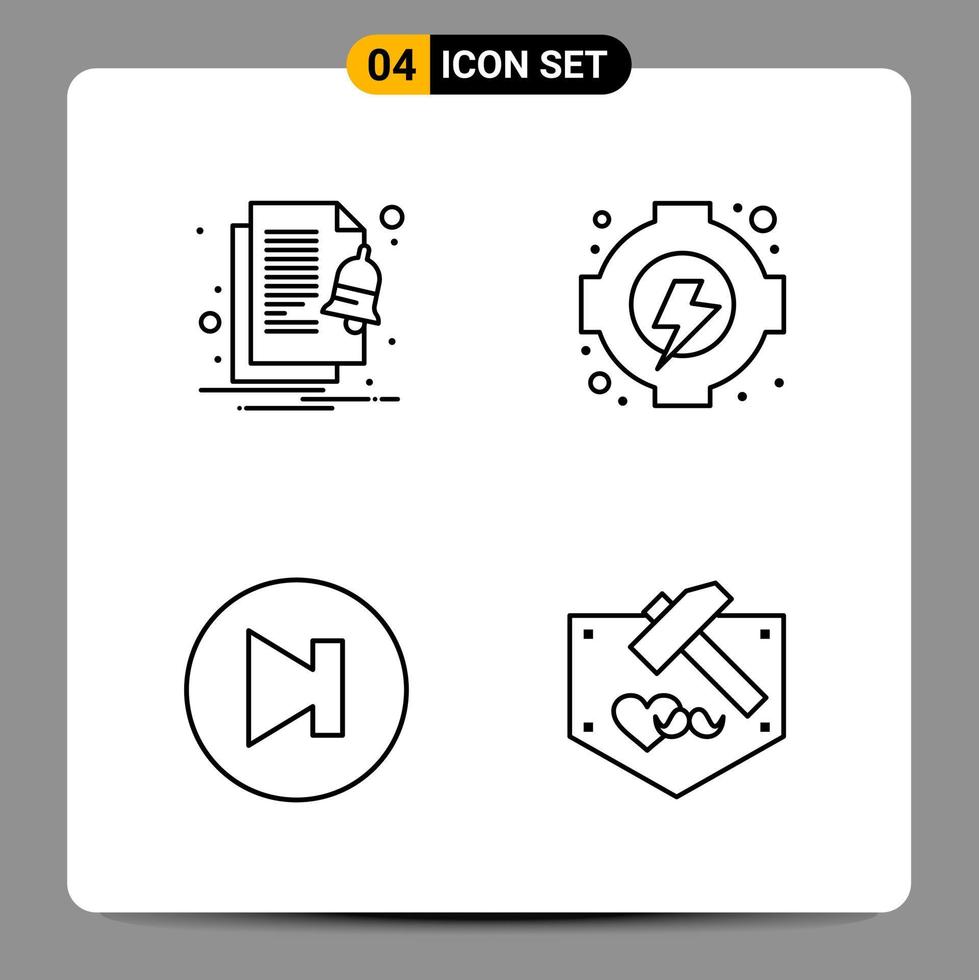 4 Black Icon Pack Outline Symbols Signs for Responsive designs on white background 4 Icons Set Creative Black Icon vector background