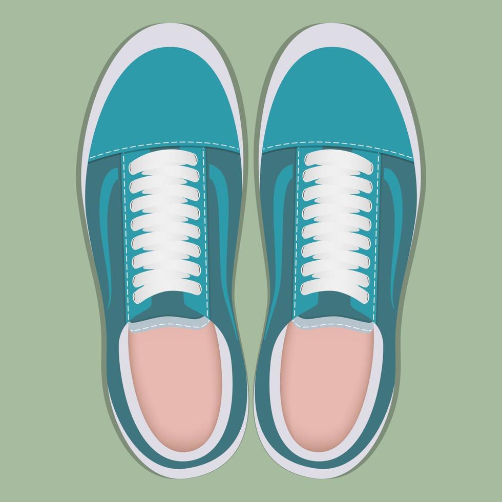 Pair of stylish sport sneakers, top view. Sport shoes for running. Vector illustration in flat style.