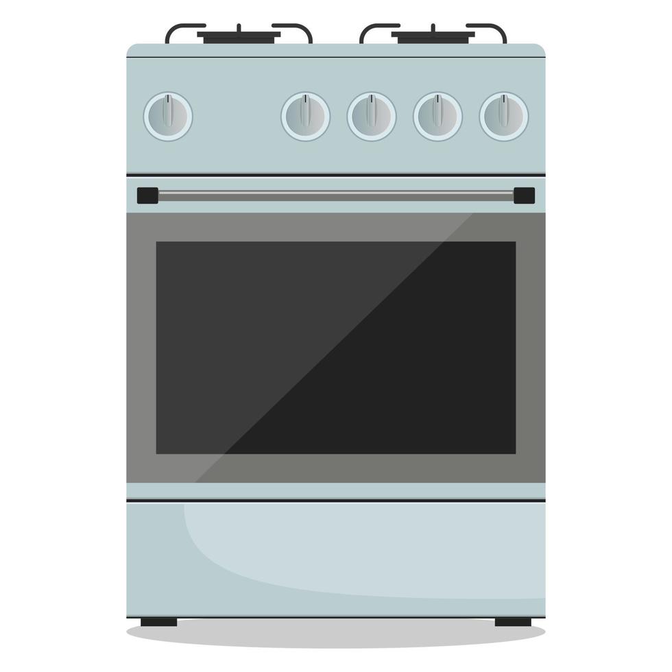 Modern gas stove, front view. Vector illustration in flat style.