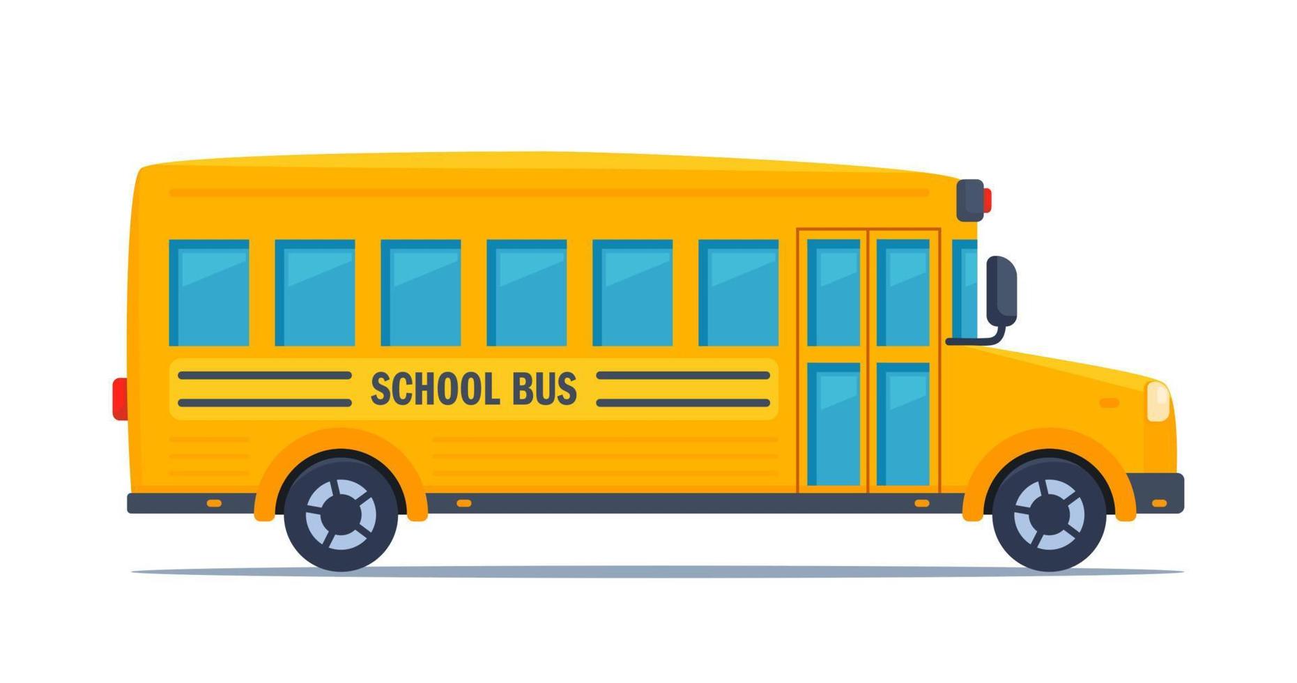 autobús escolar clásico amarillo. vista lateral. educación americana. De vuelta a la escuela. ilustración vectorial vector