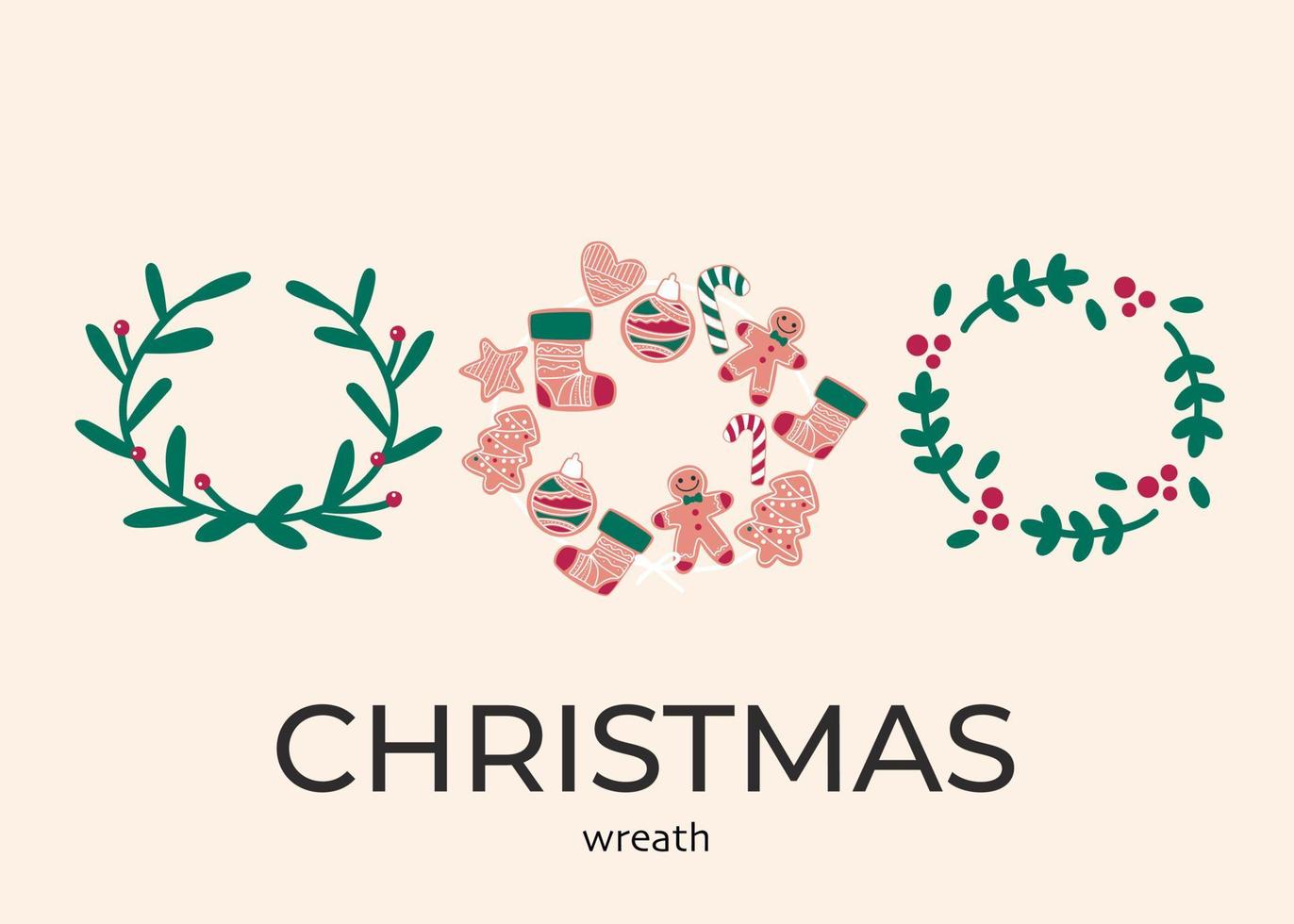 Christmas wreath set. Christmas decor concept vector