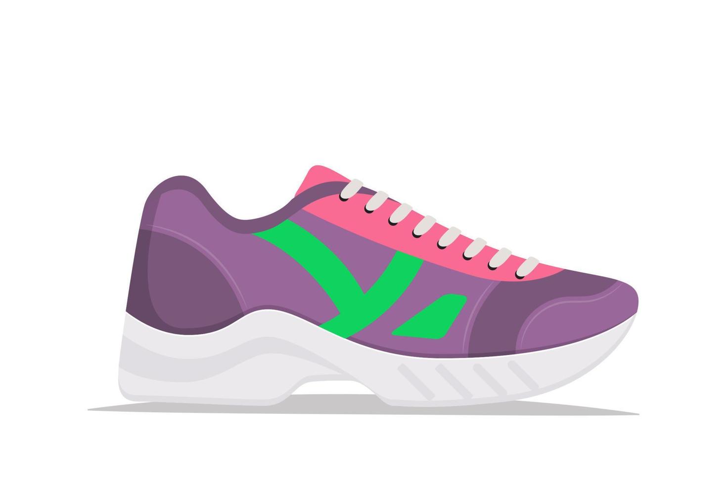 Modern trendy sneakers, side view. Fashion sneakers. Comfortable sports shoes. Vector illustration in flat style.