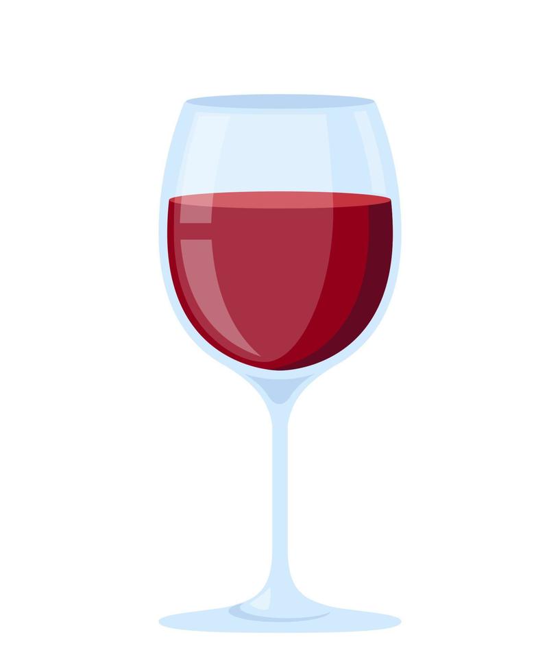 Wineglass with red wine. Flat style vector illustration.