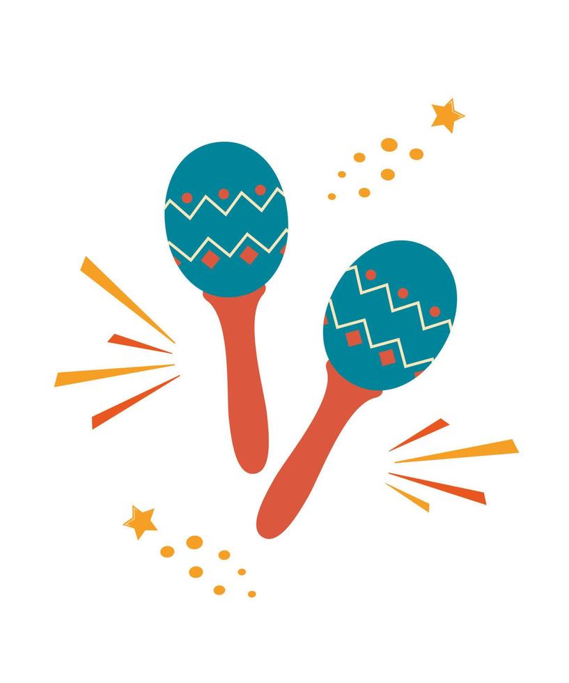 Maracas. Musical Instrument. Maraca, Cuba, Mexico, Carnival, Percussion Instrument. Vector