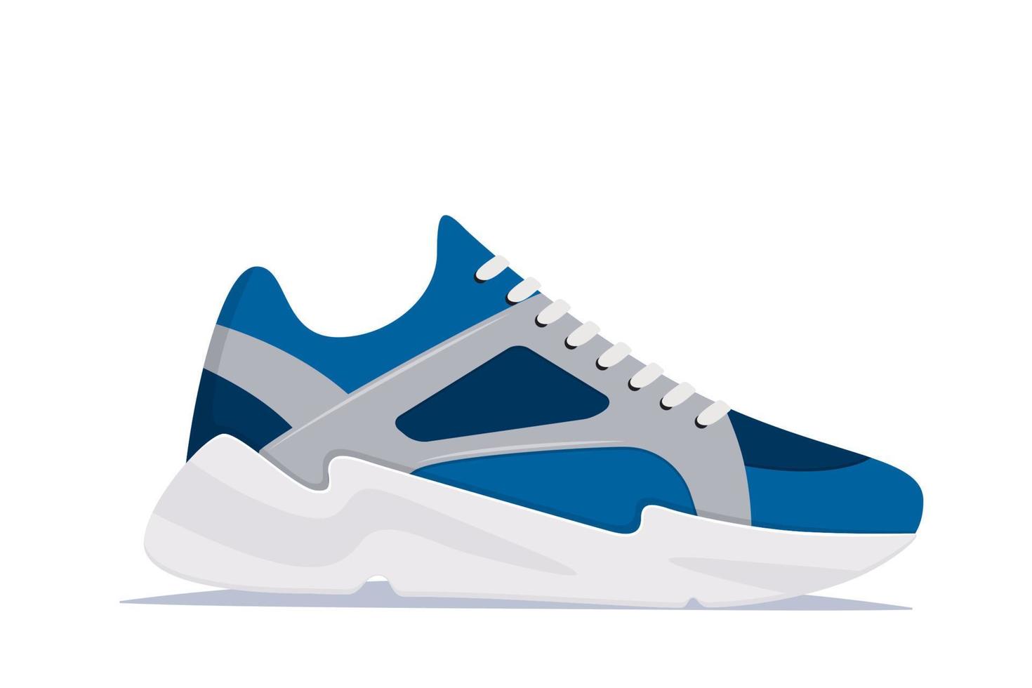 Modern trendy sneakers, side view. Fashion sneakers. Comfortable sports shoes. Vector illustration in flat style.