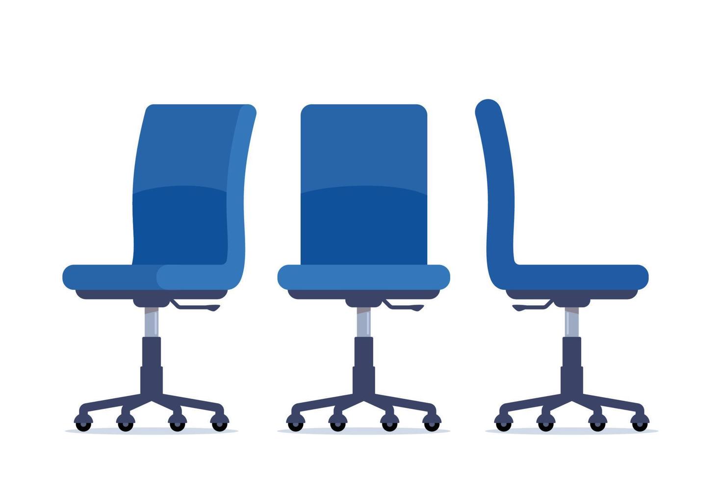 Office chair in various points of view. Furniture for office Interior in flat style. Vector illustration.