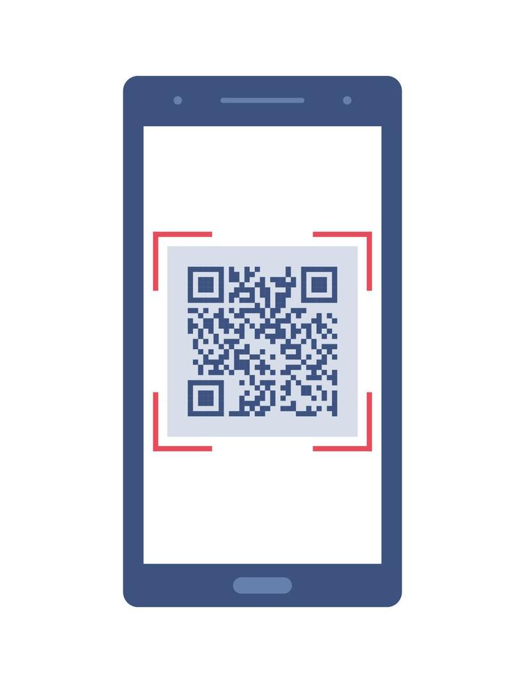 Smartphone with a QR code on the screen. QR code scanning or capture mobile phone. Icon recognition or reading qr code in flat style. vector