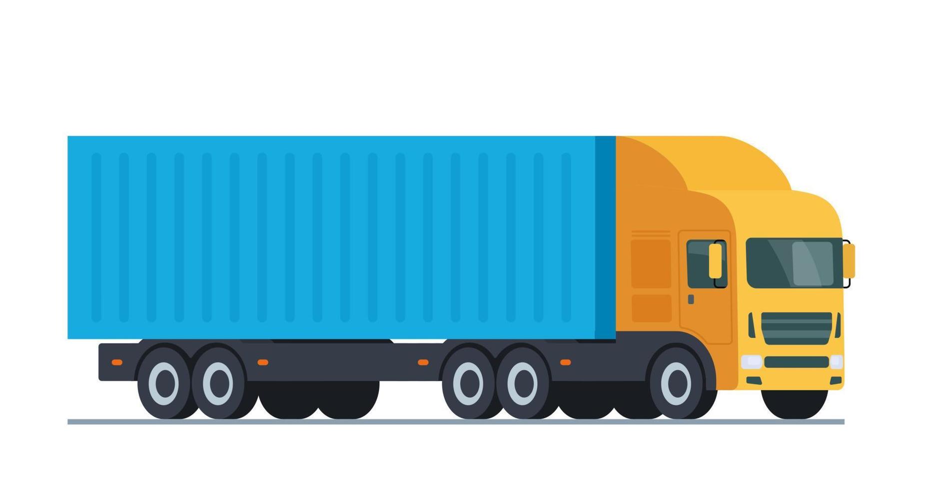 transporte de camiones de carga. transporte comercial. logística. coche para el transporte de mercancías. ilustración vectorial plana. vector
