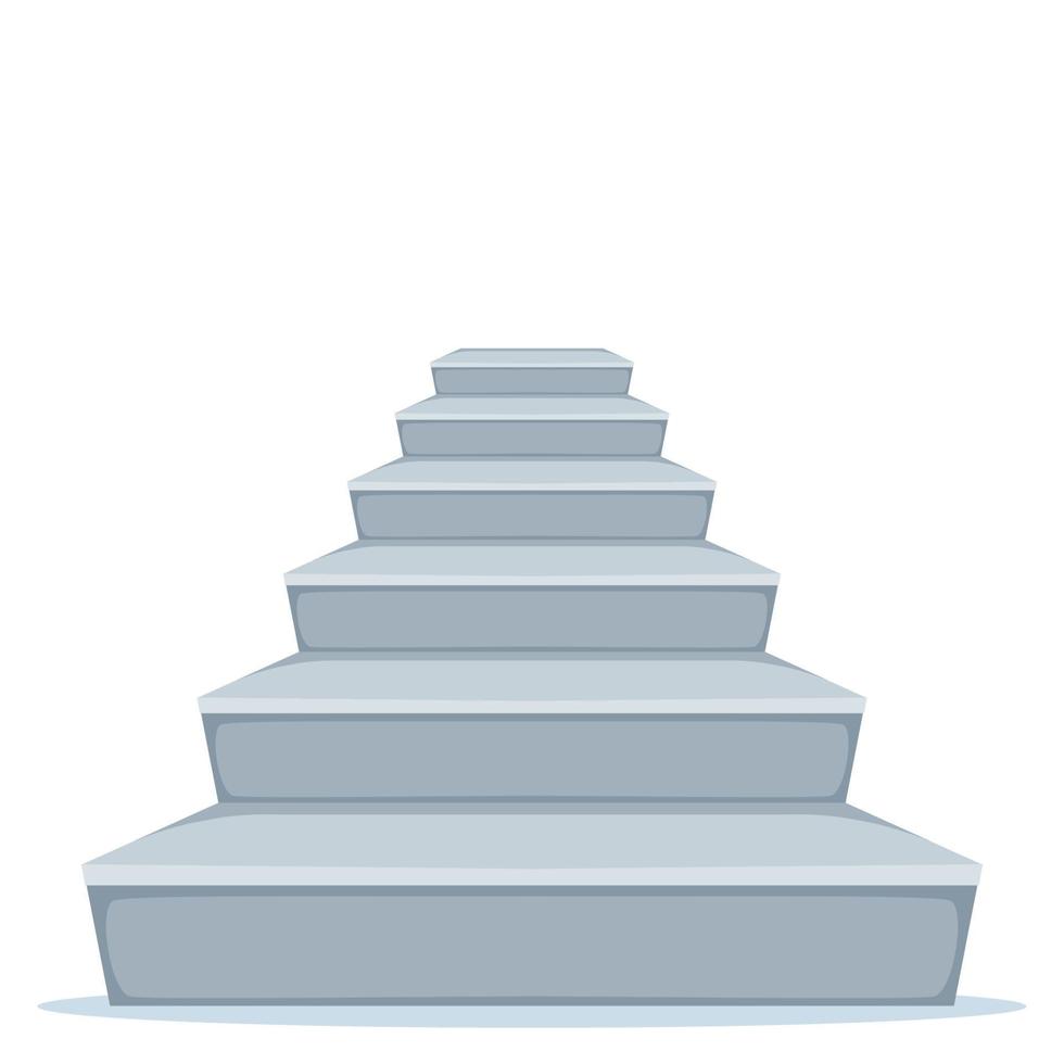 Grey concrete staircase. Stair template front view, vector illustration isolated on white.