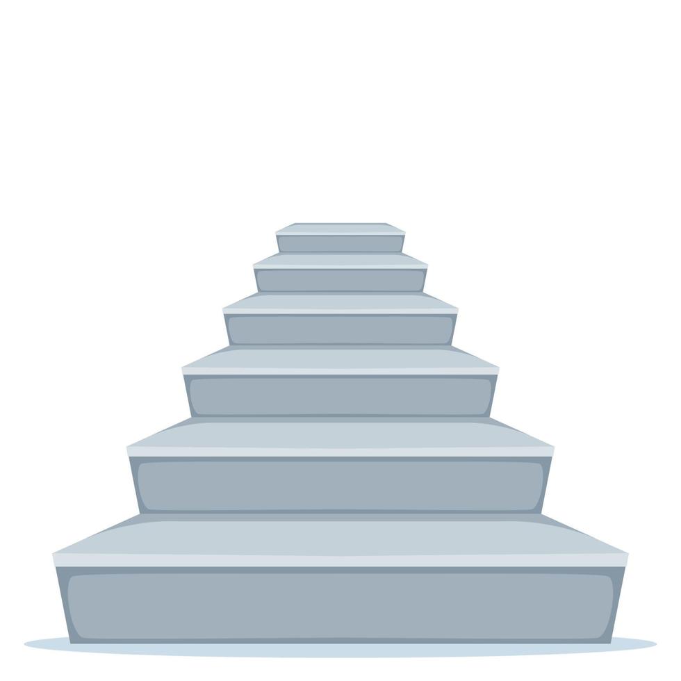 Grey concrete staircase. Stair template front view, vector illustration isolated on white.