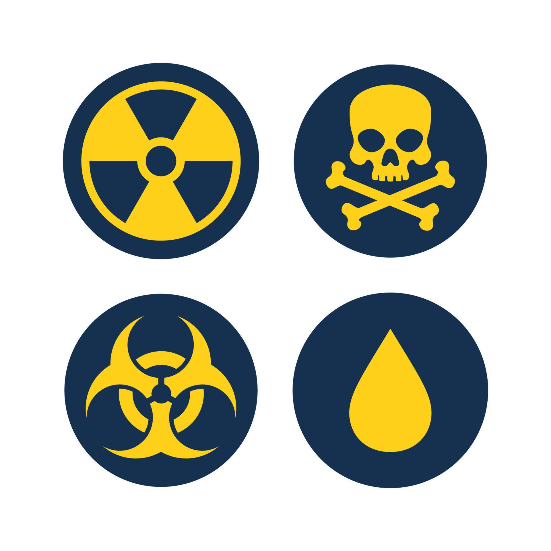 Danger Sign Set Of Vector Icons Hazard And Warning Symbols Radiation Danger Sign Set Of Icons Hazard And Warning Symbols Radiation Ionization Biohazard Caution Danger Zone Poison Illustration Vector