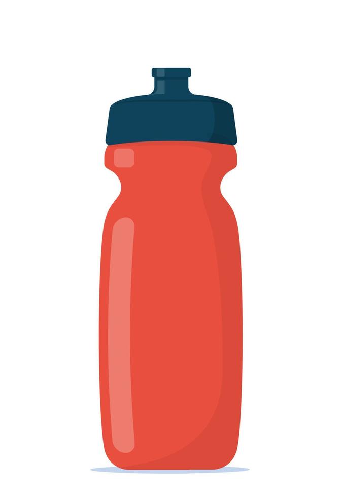Sport bottle. Bicycle plastic bottle for water. Outdoor activities. Water container for sport training. Vector illustration isolated on white background.