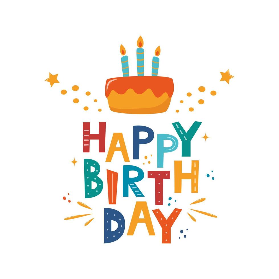 diseño vectorial tipográfico de feliz cumpleaños para tarjetas de felicitación, tarjeta de cumpleaños, tarjeta de invitación. texto de cumpleaños aislado, composición de letras. ilustración vectorial vector